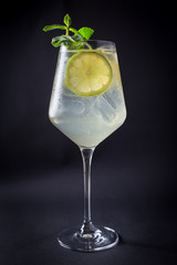 Fresh coctail drink on black background