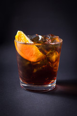 Fresh coctail drink on black background