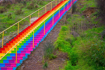 Rainbow. Beautiful rainbow stairs. Costa del Sol, Andalusia, Spain.