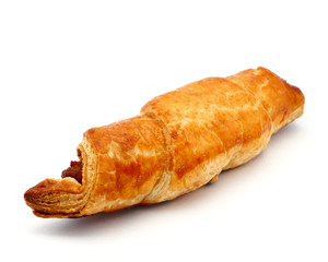 Sweet nut crescent pastries with nut filling isolated on white background