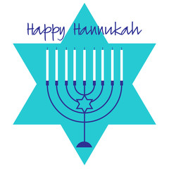 blue Hannukah menorah graphic
