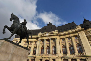 Fototapeta na wymiar Equestrian monument of King Carol I in Bucharest, Romania