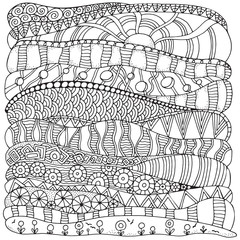 Artistically ethnic abstract background. Hand-drawn, ethnic, floral, retro, doodle, vector, zentangle design element. Adult coloring book page.