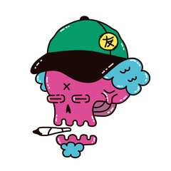 Dope skull in a cap smoke marijuana 