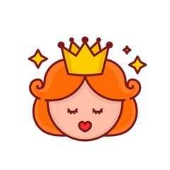 Cute funny girl princess face.Vector 
