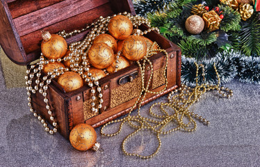 Christmas decoration in chest