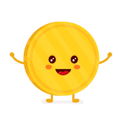 Funny smiling cute gold coin. Vector 