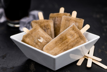 Slate slab with cola popsicles (homemade)