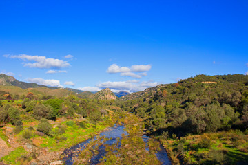 River. Beautiful river and mountains. Costa del Sol, Andalusia, Spain.
