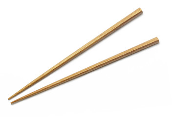 Wooden Chopsticks isolated on white background. Asian Food Chopsticks