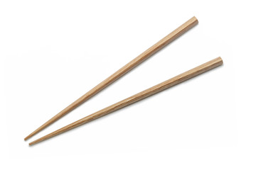 Wooden Chopsticks isolated on white background. Asian Food Chopsticks