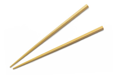 Wooden Chopsticks isolated on white background. Asian Food Chopsticks