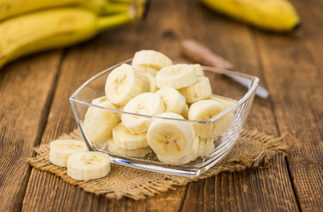 Sliced Bananas close-up shot, selective focus