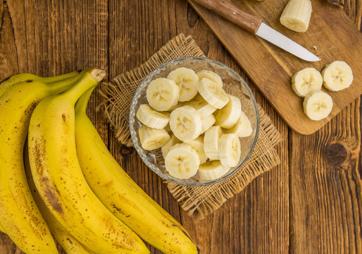Portion of Sliced Bananas, selective focus