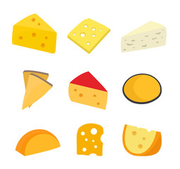 Cheese set. Vector flat cartoon character 
