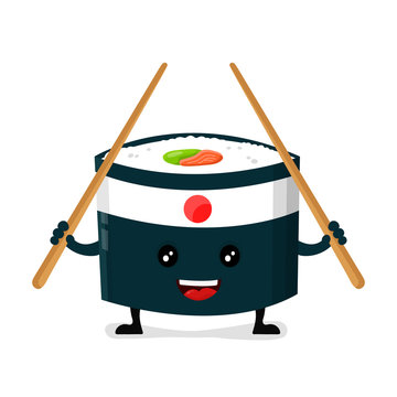 Vector japan ninja sushi with chinese sticks 