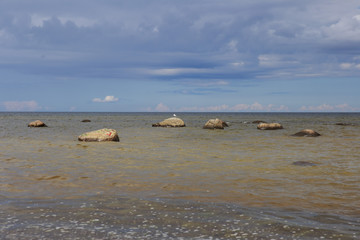 sea, beach, water, sky, blue, clouds, summer, baltic sea, travel, landscape, nature, latvia, europe