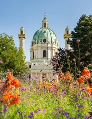 Zelfklevend Fotobehang Baroque Karlskirche in Vienna © manfredxy