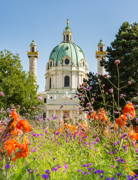 Baroque Karlskirche In Vienna