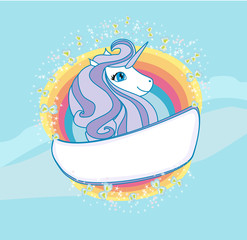 Card with a cute unicorn rainbow © diavolessa