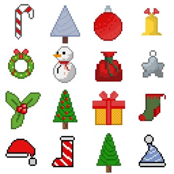 Icons Pixel Art Christmas