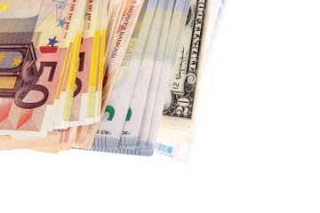 Stack of Many Banknotes on White