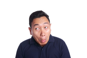 Fototapeta premium Asian Man Chocked with Tongue Out