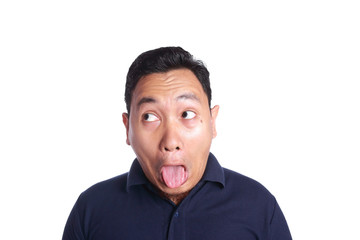Asian Man Chocked with Tongue Out