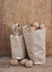 walnuts in a kraft paper bag