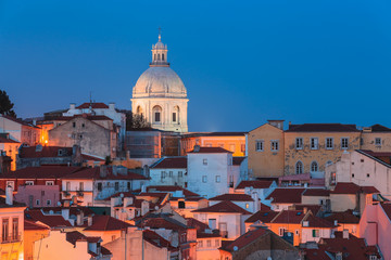 View of Alfama at twilight, Lisbon, Portugal