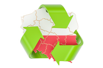 Recycling in Poland concept, 3D rendering