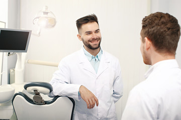 Obraz premium Two doctors meeting