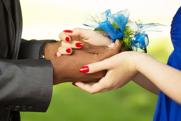 Young teens getting ready for the prom. © digitalskillet1