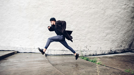 Run away hipster dreesed like movie character