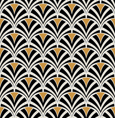 Fototapeta na wymiar Vector Floral Art Nouveau Seamless Pattern. Geometric decorative leaves texture. Retro stylish background. 