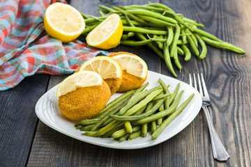 Green Bean and fish burger