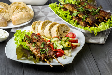 Skewers of minced meat