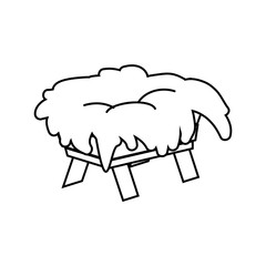 Christmas Empty Jesus Manger Vector Outline Icon Symbol Design. Vector Christmas illustration isolated on white background