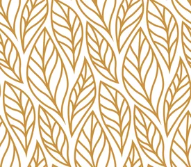 Wall murals Floral Prints Vector illustration of leaves seamless pattern. Floral organic background. Hand drawn leaf texture.