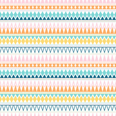 Abstract vector seamless pattern with stripes and triangles in summer colors for clothing, leggings and scrapbooking