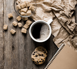 Coffee on a wooden table
