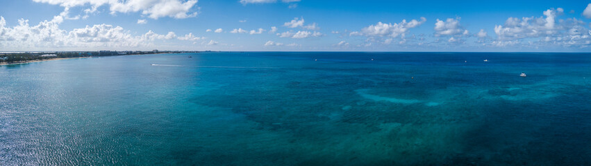 panorama view of the tropical paradise of the cayman islands in the caribbean sea