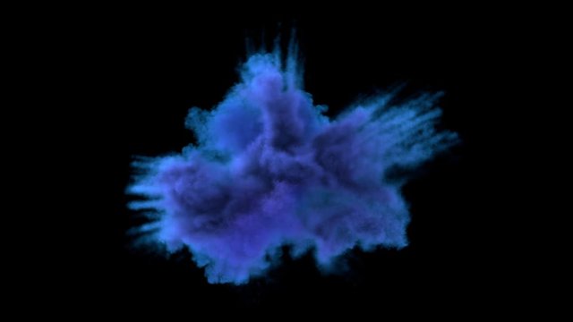 Colored middle size smoke explosion with trails. Separated on pure black background, contains alpha channel.