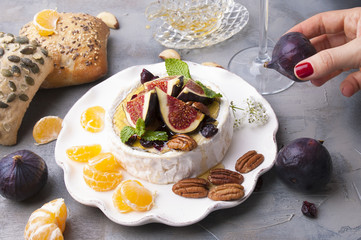 cheese with white mold and figs