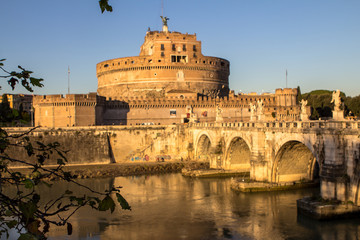 Fototapeta na wymiar Sant' Angelo Bridge and Sant' Angelo Castel, Rome