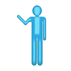 Object blue man waving symbol, vector