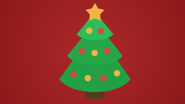 Christmas tree icon with star and baubles
