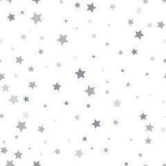 Abstract white modern seamless pattern with silver stars. Vector illustration. Shiny background. Texture of silver foil.