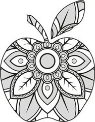 Vector illustration of a mandala apple silhouette
