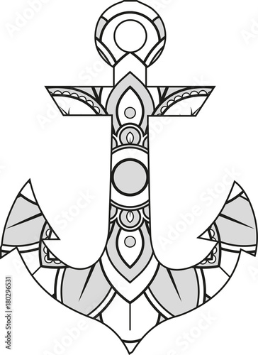 Download "Vector illustration of a mandala anchor silhouette" Stock ...